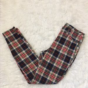 Time & Tru Stretchy Tartan Plaid Jeggings M 8/10